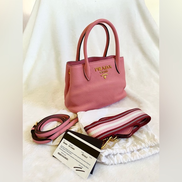 PRADA Mini Shoulder Bag 1BH081 Petalo Leather w/Dust Bag, Guarantee Card - Picture 7 of 12